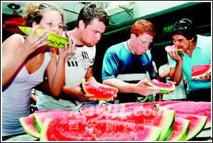 外国人表演吃瓜视频,外国友人挑战吃瓜大作战，趣味横生！